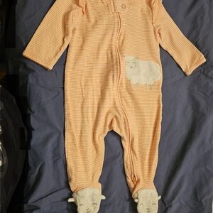 Carter's Orange Sheep Print Footie, LIKE NEW